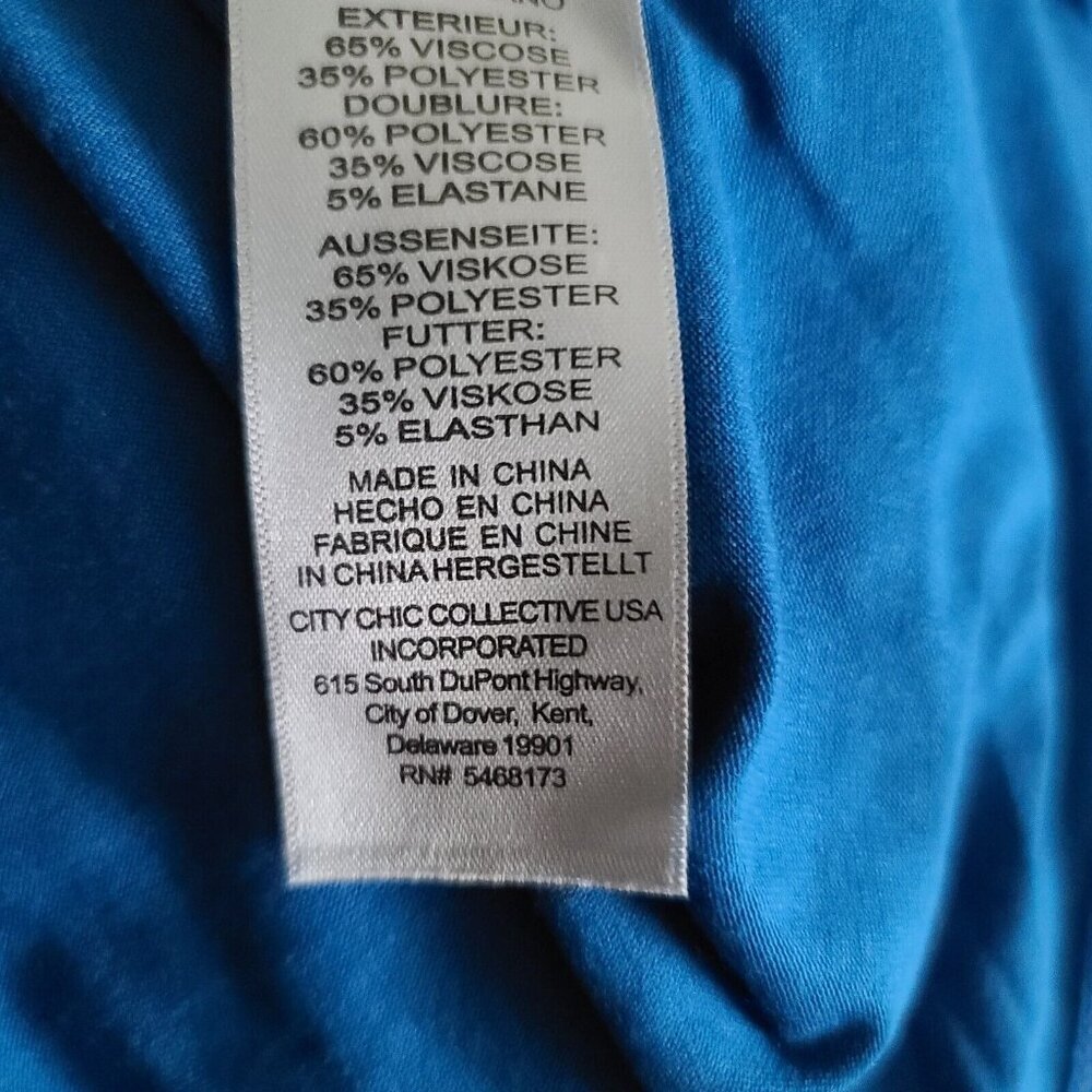 Avenue Overlay V Neck Top Split Flutter Short Sleeves Sz 18/20 Blue - Picture 9 of 10